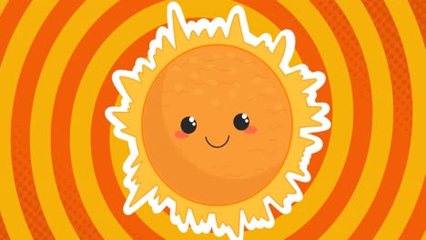 Animation-Der-Sonne-über-Gelben-Und-Orangefarbenen-Kreisen