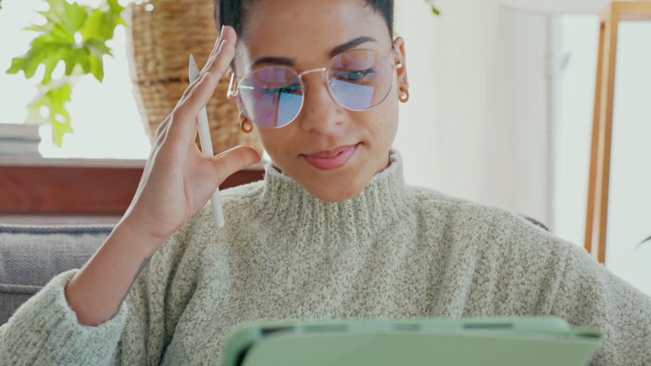 Woman, tablet and graphic designer with drawing