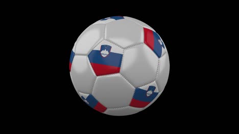 soccer ball with flag slovenia, loop alpha