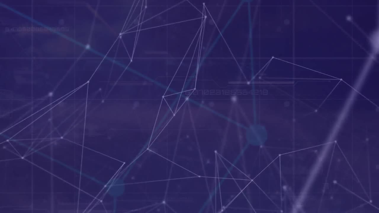 animación digital de la red de conexiones contra múltiples números cambiantes en fondo azul