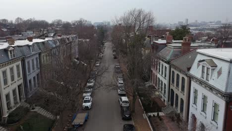 Low-aerial-through-residential-neighborhood