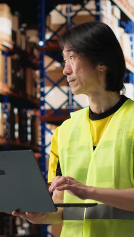 vertical video multiethnic staff processing e-commerce orders and reviewing invoices