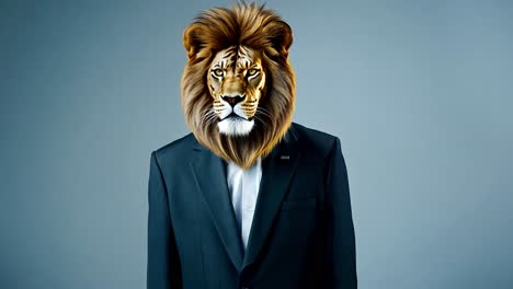 a lion in a suit