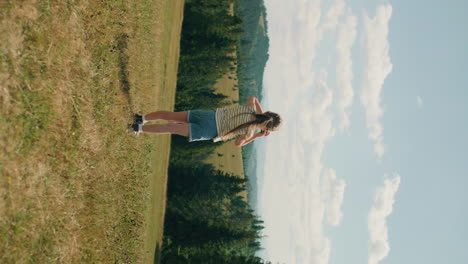 young girl photographer changing camera settings young photographer changing camera settings girl concentrating on process shooting beautiful nature landscape spending leisure time outdoor shot phone screen view slow motion