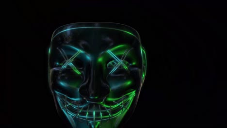 Animation-of-zooming-neon-mask,-enlarging-silhouette-of-human-face-with-neon-traces-on-them,-dark-background-suitable-for-blending-with-alpha-matte-option,-digital-art-concept