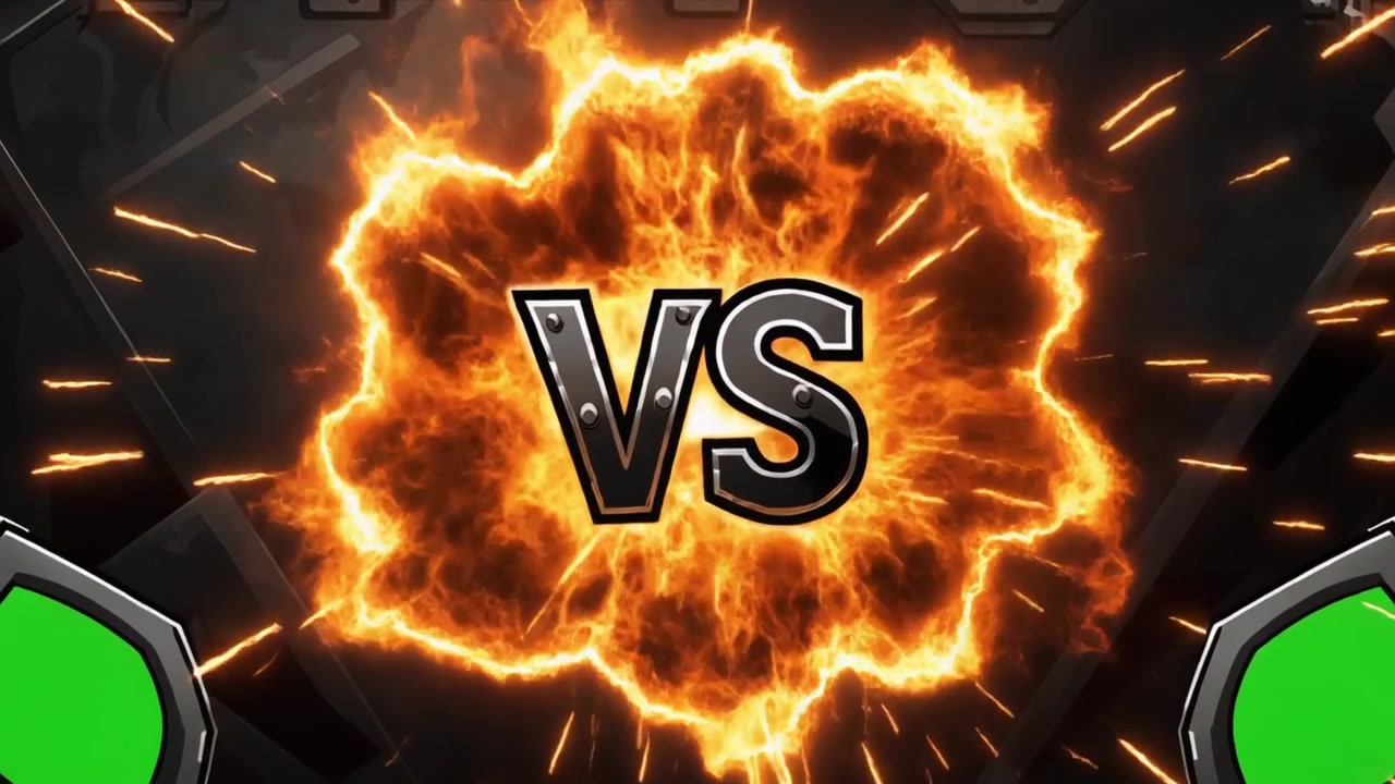 Schermata Versus con effetto esplosione infuocata