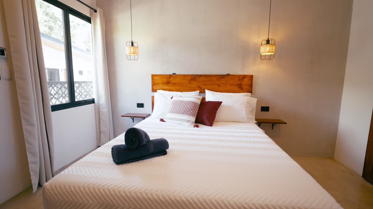 Modern Bedroom Interior with Cozy Bed and Neutral Decor