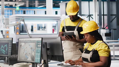 vertical video african american team of employees doing quality control on pc