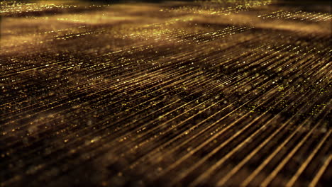 futuristic digitally generated golden abstract de-focus particles grid motion in cyber space environment background