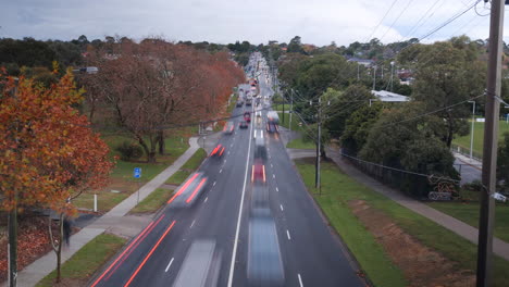 time lapse over busy road during winter