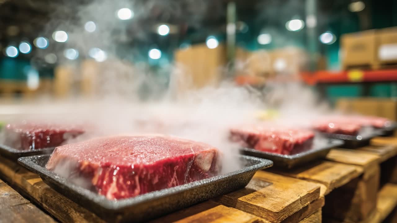 Fresh and Flavorful Cuts of Meat Displayed in a Commercial Setting, Highlighting the Steam and Packaging Process for Maximum Quality and Appeal