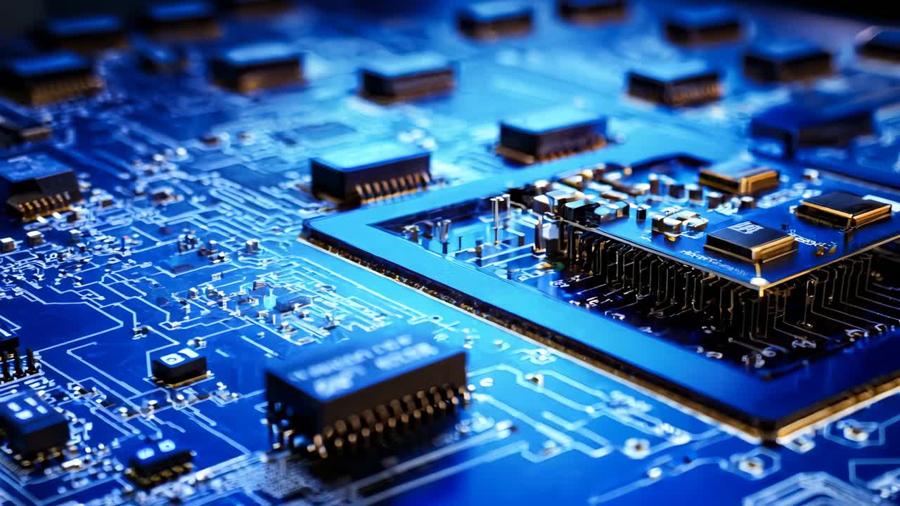 Un primer plano de una placa base de computadora con muchos componentes electrónicos