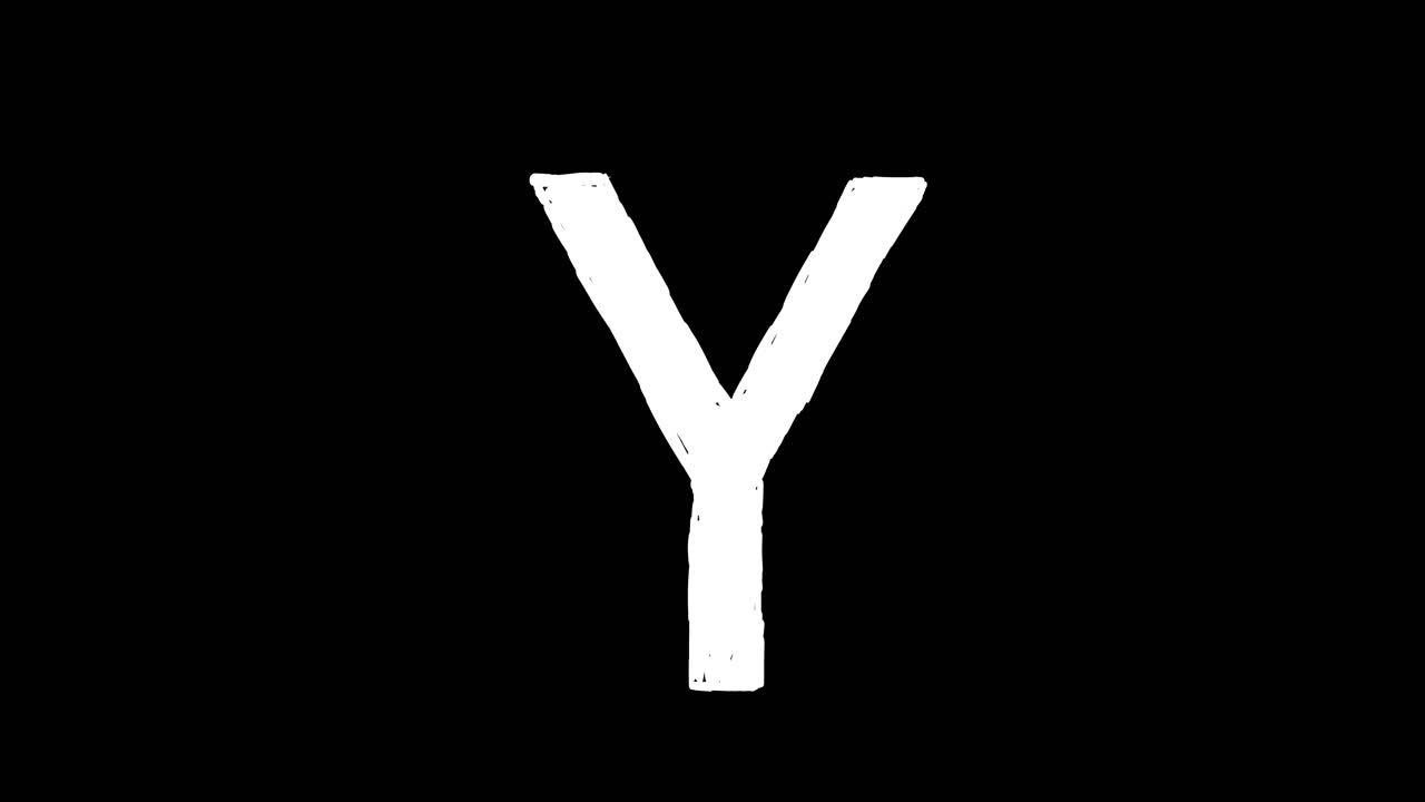 Animated Hand-Drawn Letter Y on Black Background