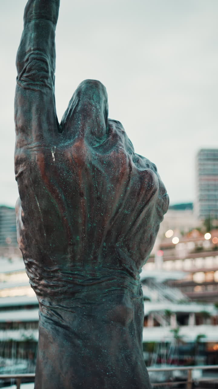 Et Purus sculpture in Monte Carlo, Monaco with a blurry background. Vertical