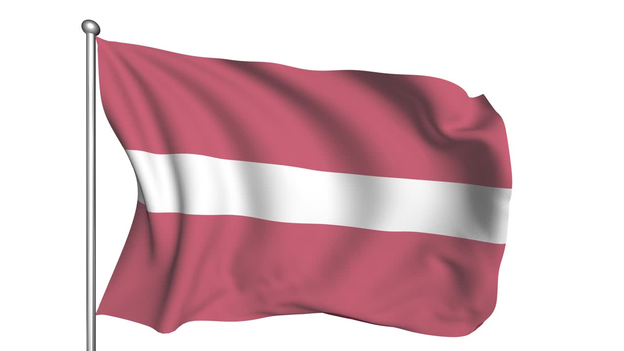 bandera de letonia en el viento (canal alfa, semitransparente, en bucle)