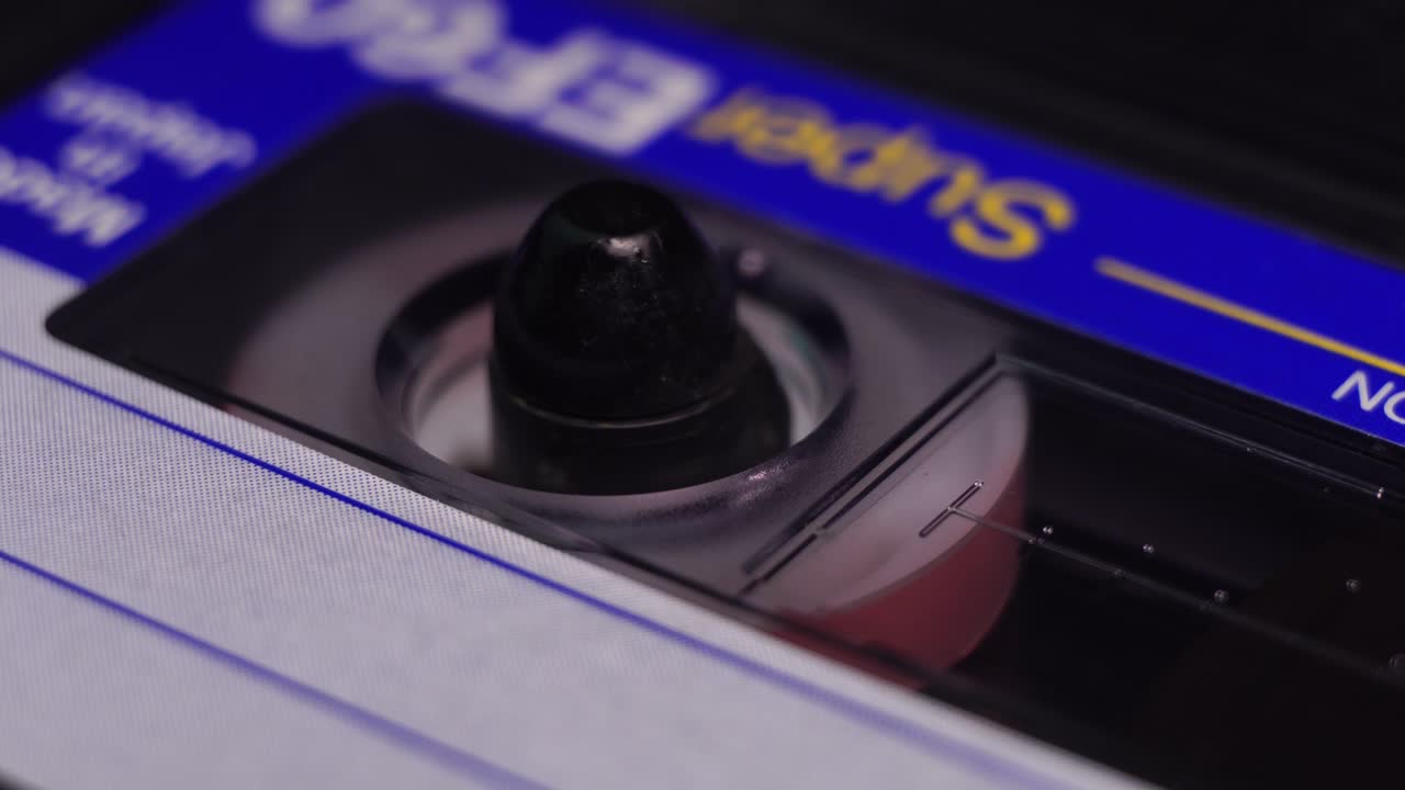 Inserting and Start Playing Audio Cassette Tape Recording, Macro Close Up