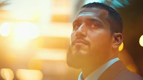 a man with a beard wearing a suit and tie