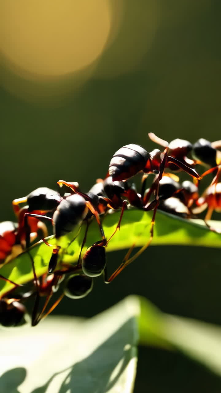 hormigas en una hoja