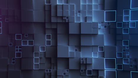 surface with blue cubes seamless loop 3d render animation