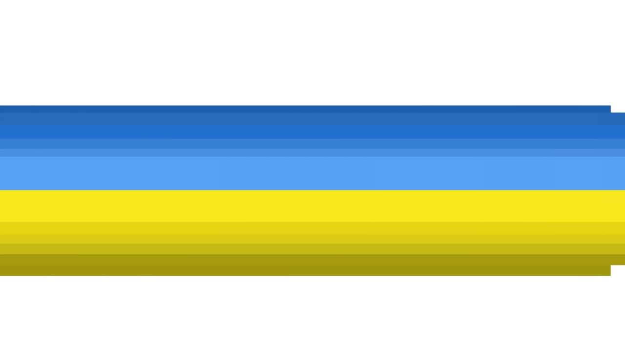 animación del corazón sobre las rayas de la bandera azul y amarilla de ucrania en movimiento