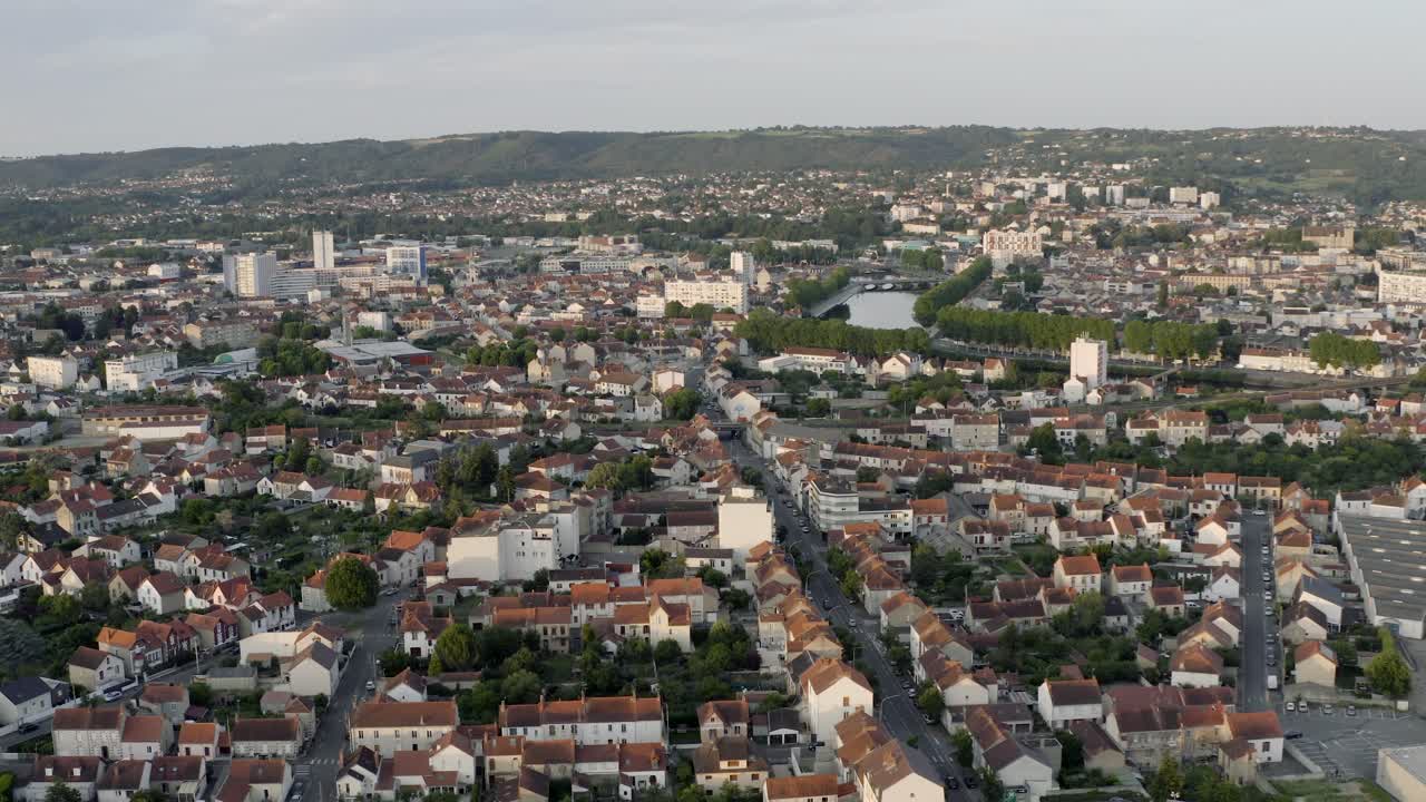 Drone Aerial shot of Montluçon in central France