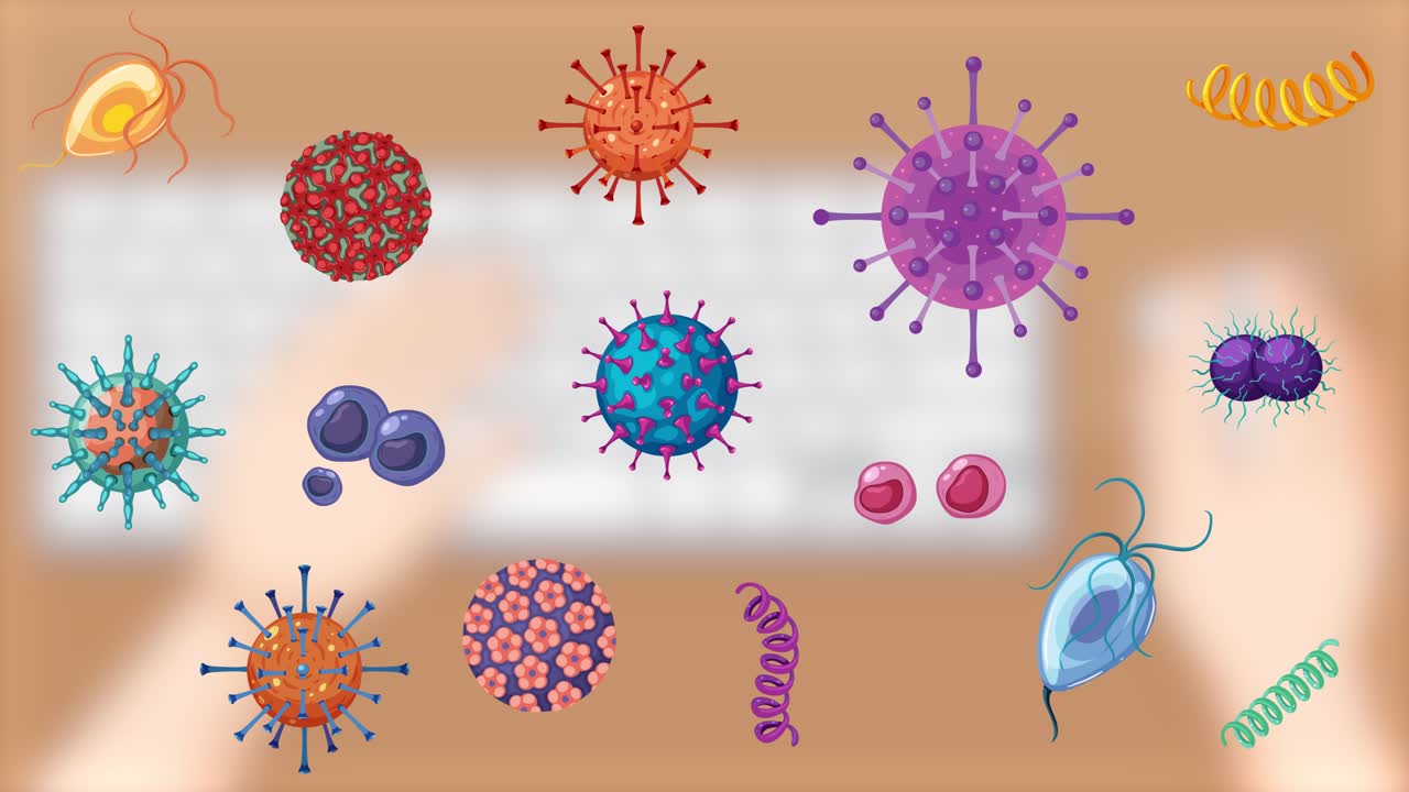 las manos que escriben se transforman en una propagación de virus