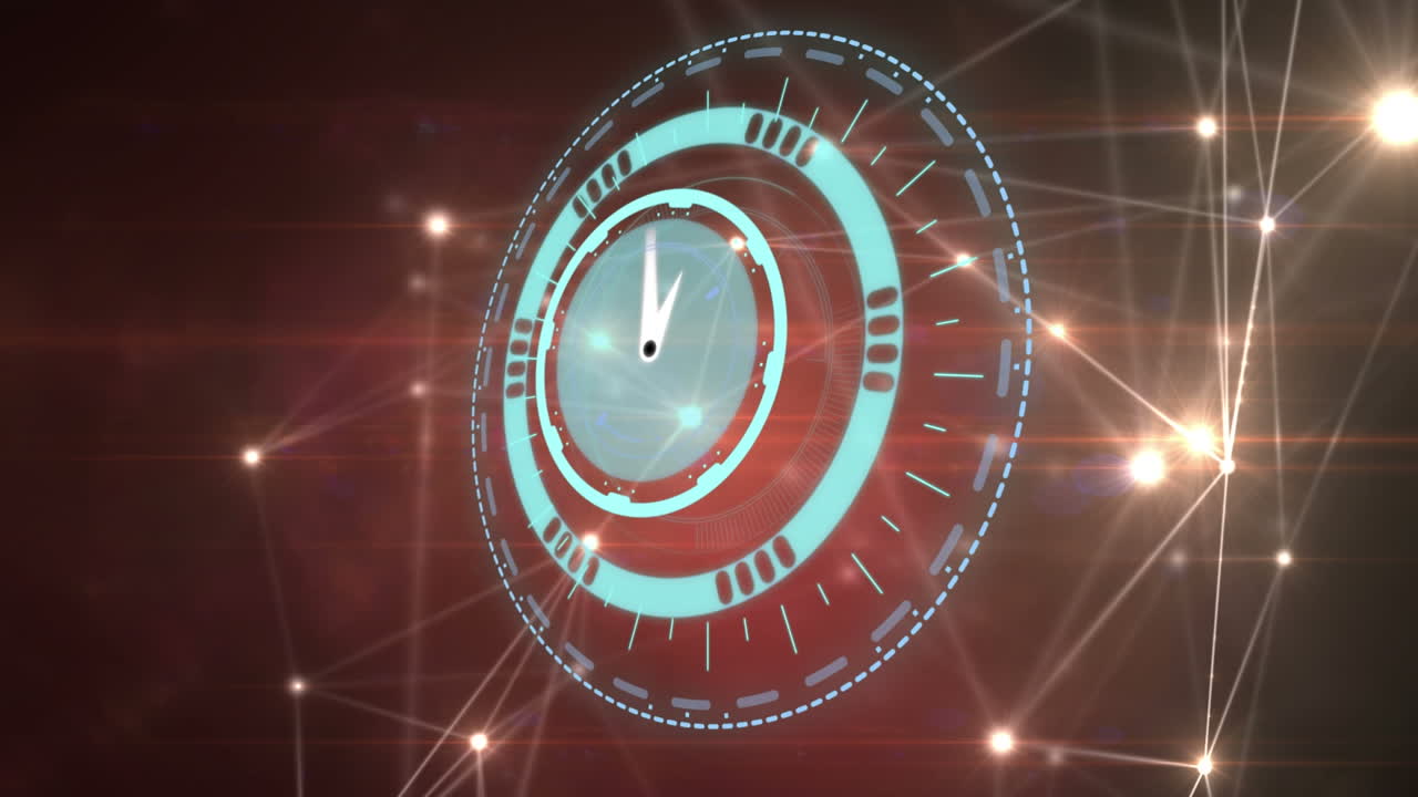 시계에 대한 연결 네트워크의 애니메이션이 빠르게 움직입니다.