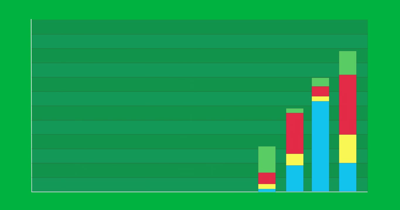Animação de processamento de estatísticas na tela com quadrados.