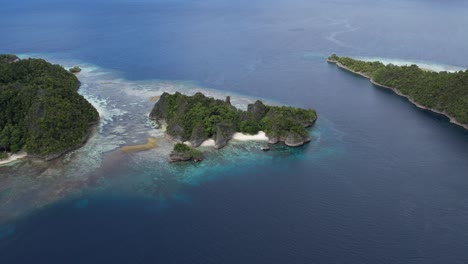 closer look of an island with white sandy beach in raja ampat indonesia