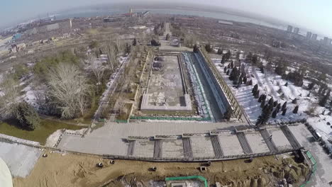 Waterside-city-on-spring-day-aerial-view