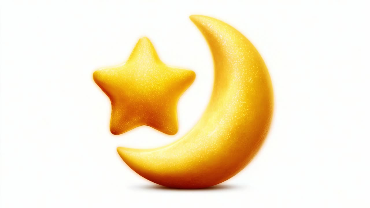 A bright and whimsical illustration featuring a shiny yellow crescent moon and a gleaming star, perfect for evoking a sense of wonder and enchantment in a dreamy nighttime setting