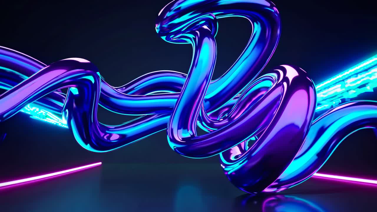Abstract Neon Twisted Forms