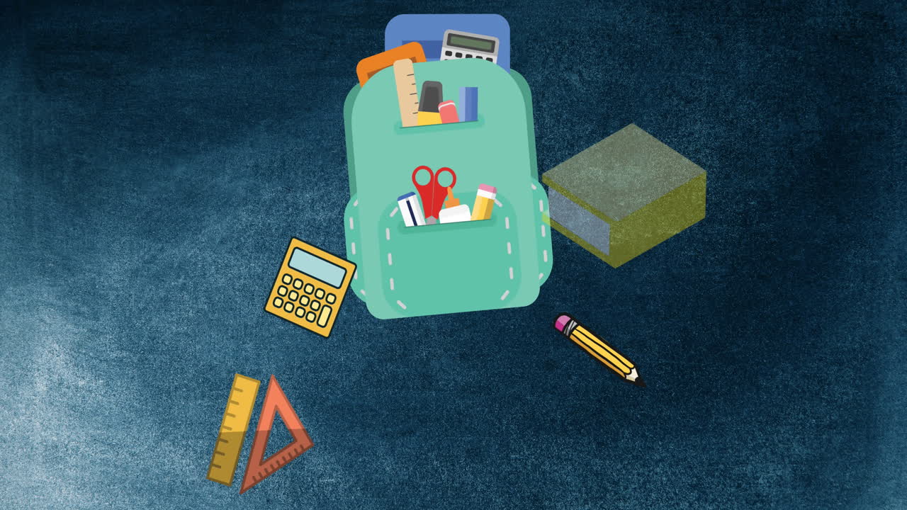 검은색 배경 위에 있는 학교 아이콘의 애니메이션