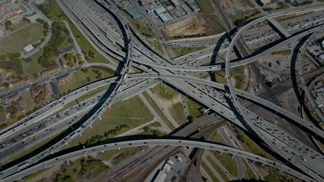 busy highway intersection bird eye aerial view