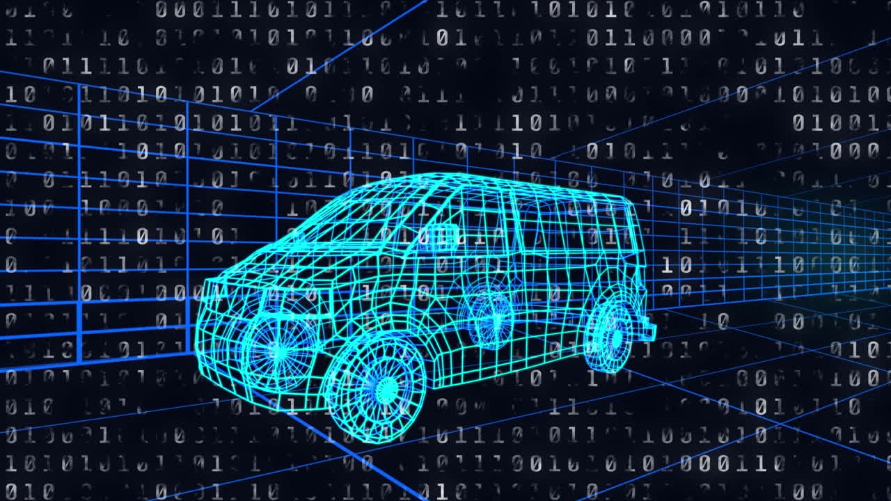 animación del procesamiento de datos a través del coche digital