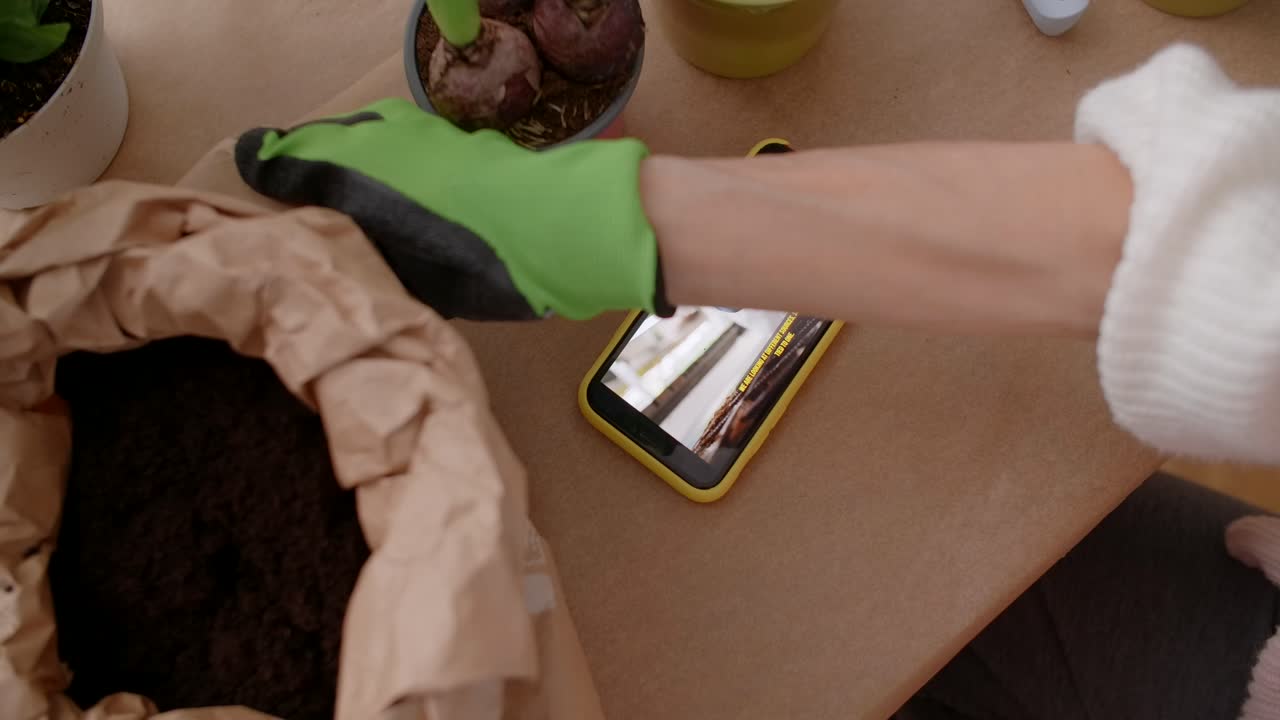 Gardening tutorial on planting houseplants