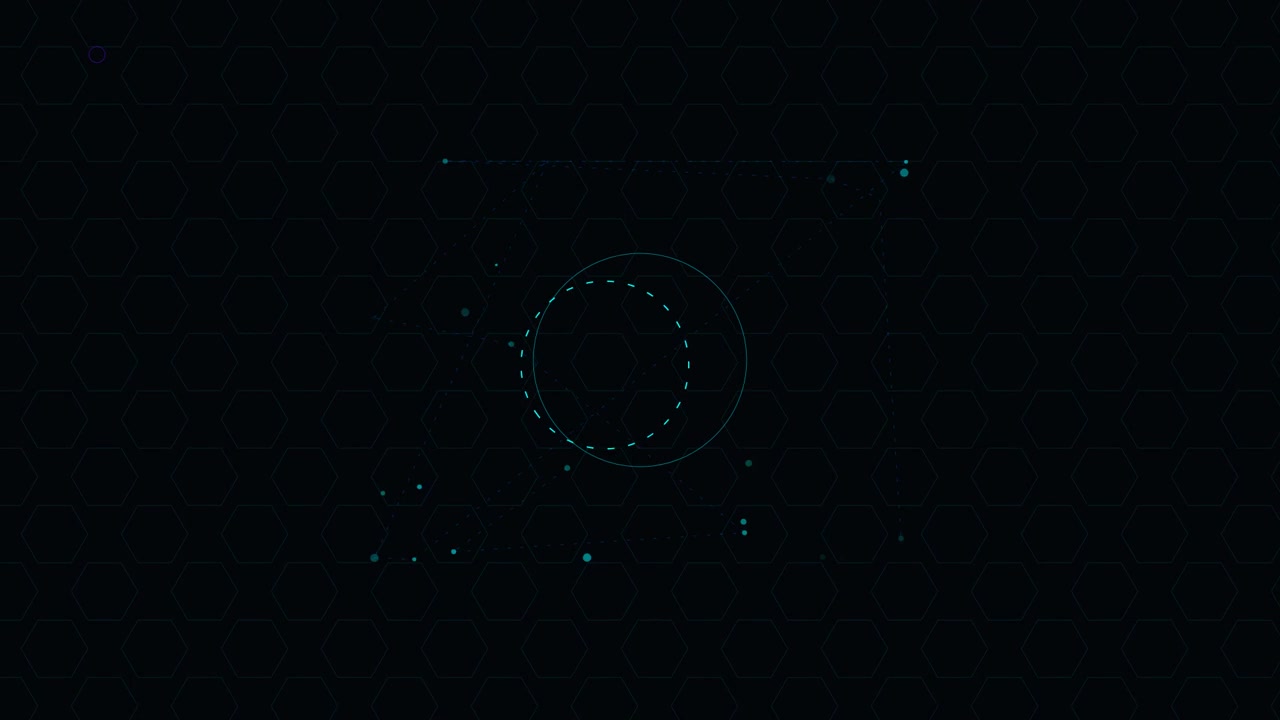 Abstract Digital HUD Interface with Rotating Geometric Elements