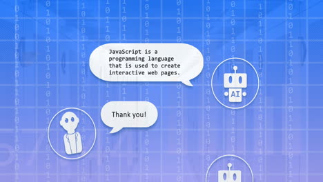 animación de íconos ai y procesamiento de datos a través de servidores informáticos