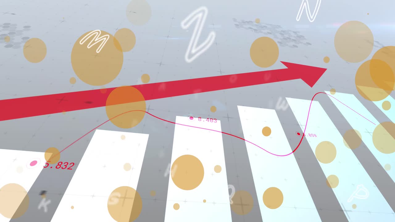 데이터 처리의 애니메이션과 검은색 배경의 반점