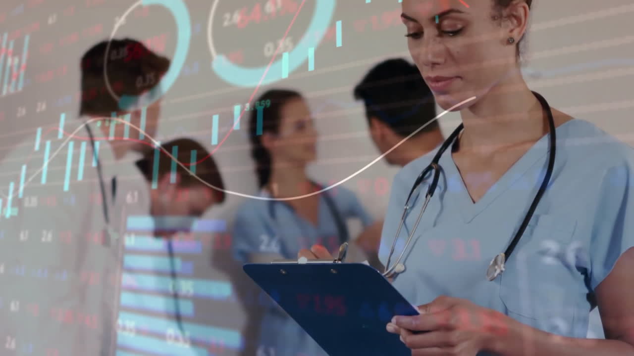 animación del procesamiento de datos sobre diversos médicos