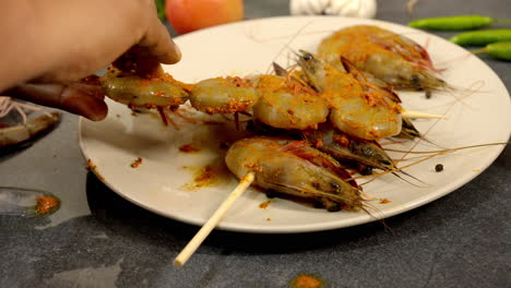 fresh shrimp on skewers