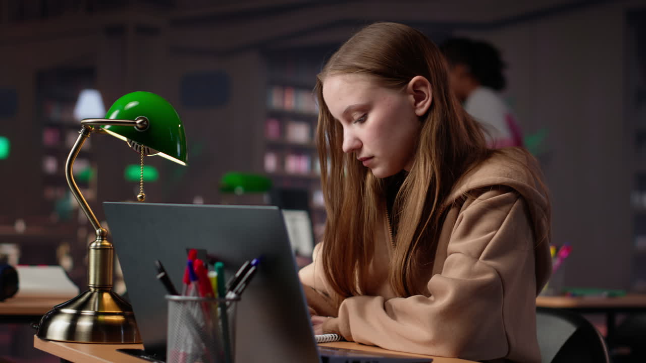 Vertical video university student does research on foreign affairs via primary source materials