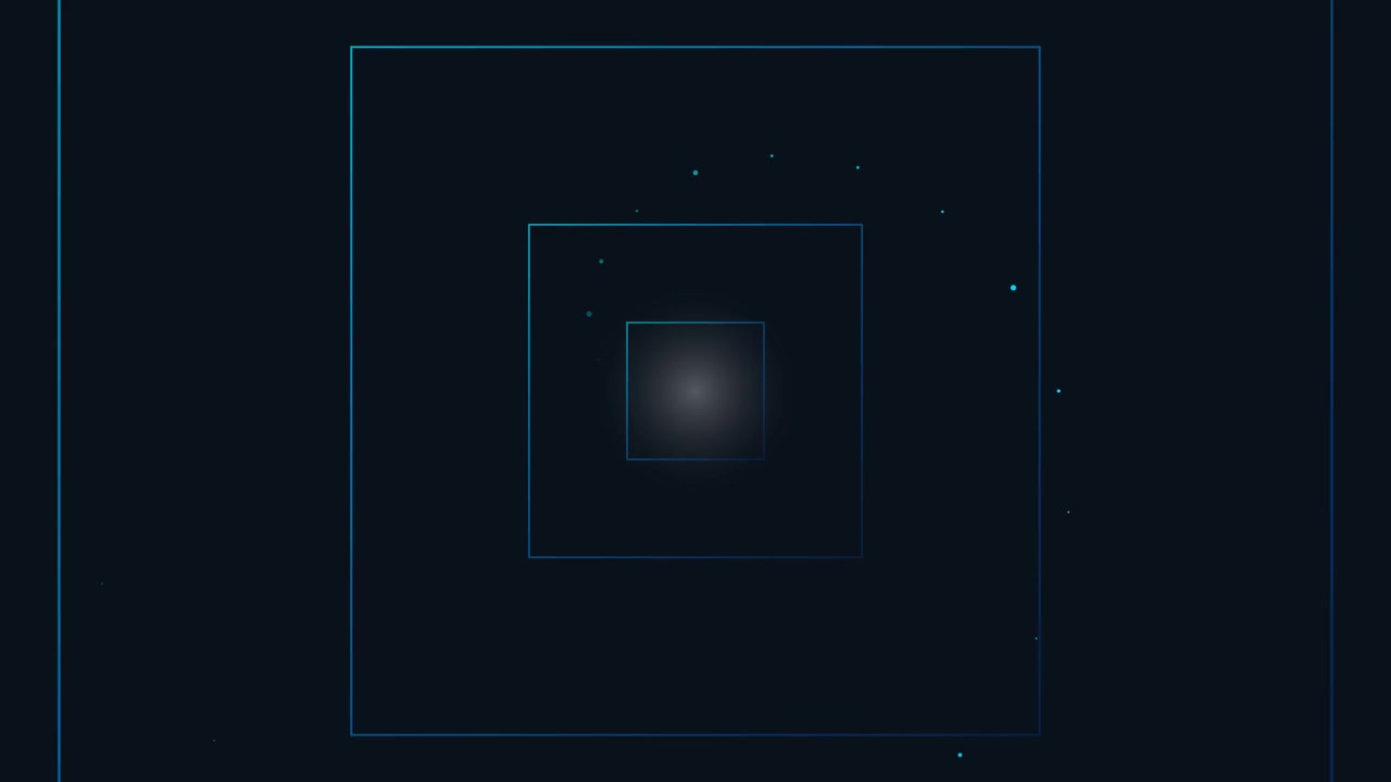 Abstract Digital Background with Pulsing Blue Squares and Particles