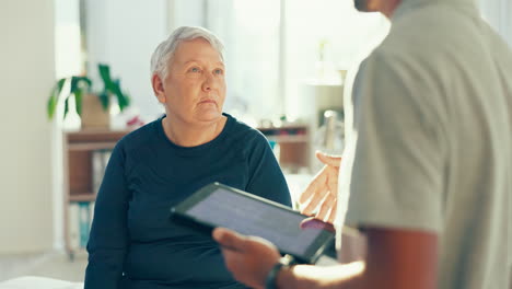 physiotherapy, tablet and chiropractor with senior