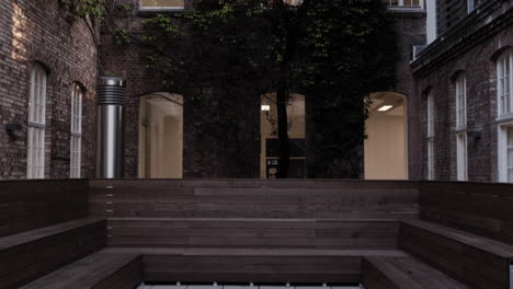 small inner courtyard with a tree
