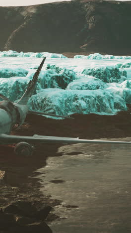 accidente de avión en un paisaje congelado