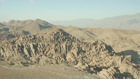 flight over a campground at the alabama hills california