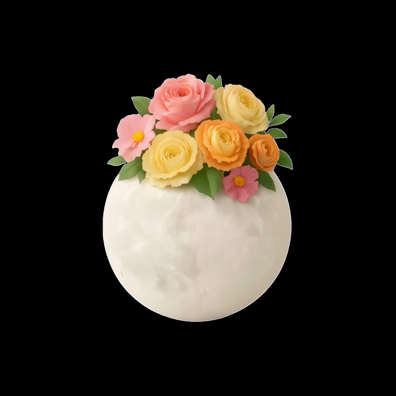 Colorful floral bouquet arrangement animation isolated asset, transparent 4K video, alpha channel