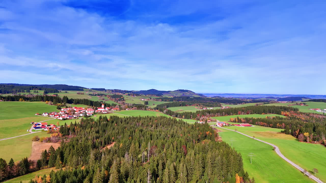 Green valleys and forests aerial view. Scenic aerial view of green valleys mixed with dense forests