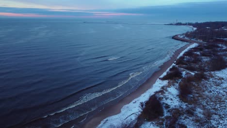 adieu blue hour sunset at daugavgriva latvia aerial